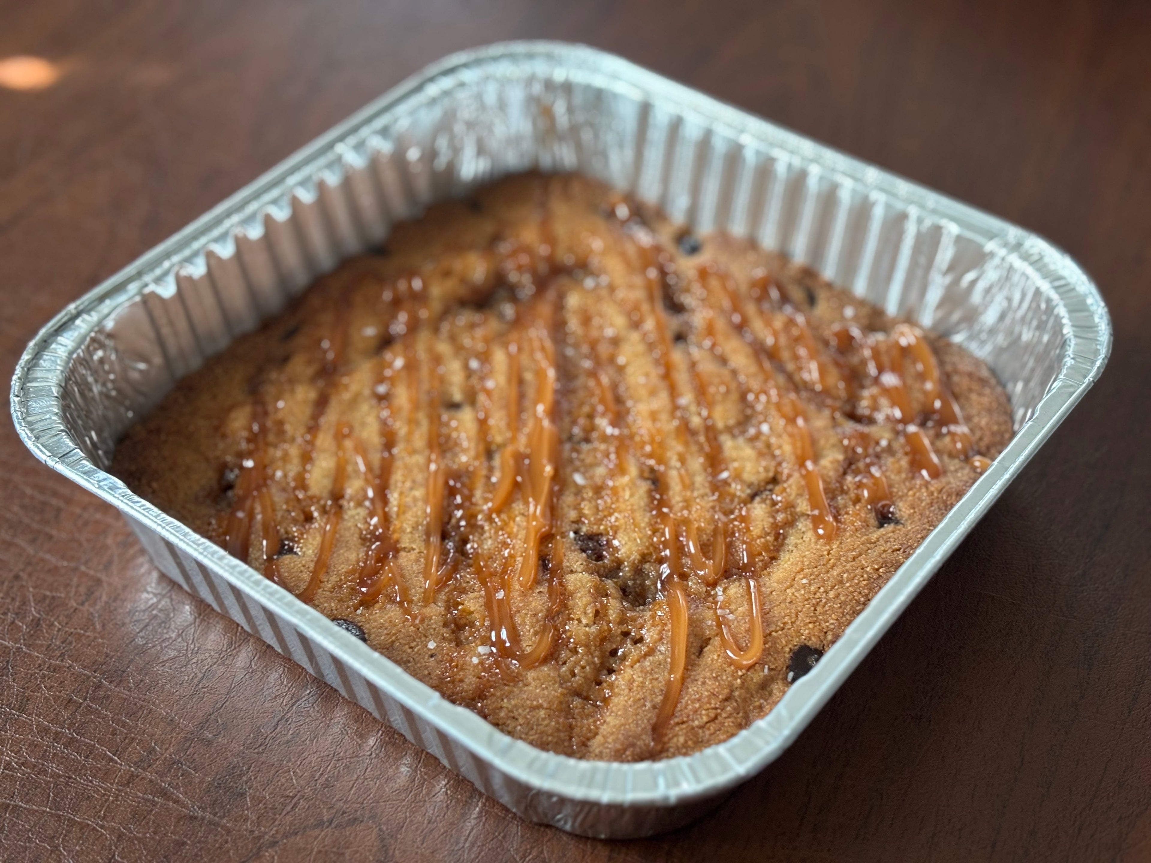 Keto & Gluten Free Salted Caramel Cookie Cake