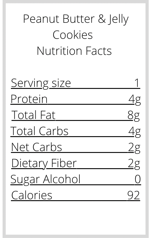 Keto & Gluten Free Peanut Butter & Jelly Cookies (12 Pack)