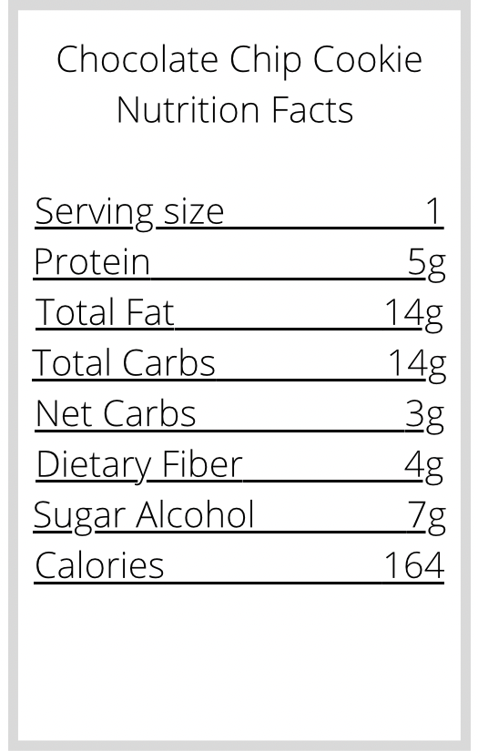 Keto & Gluten Free Chocolate Chip Cookies (12 Pack)