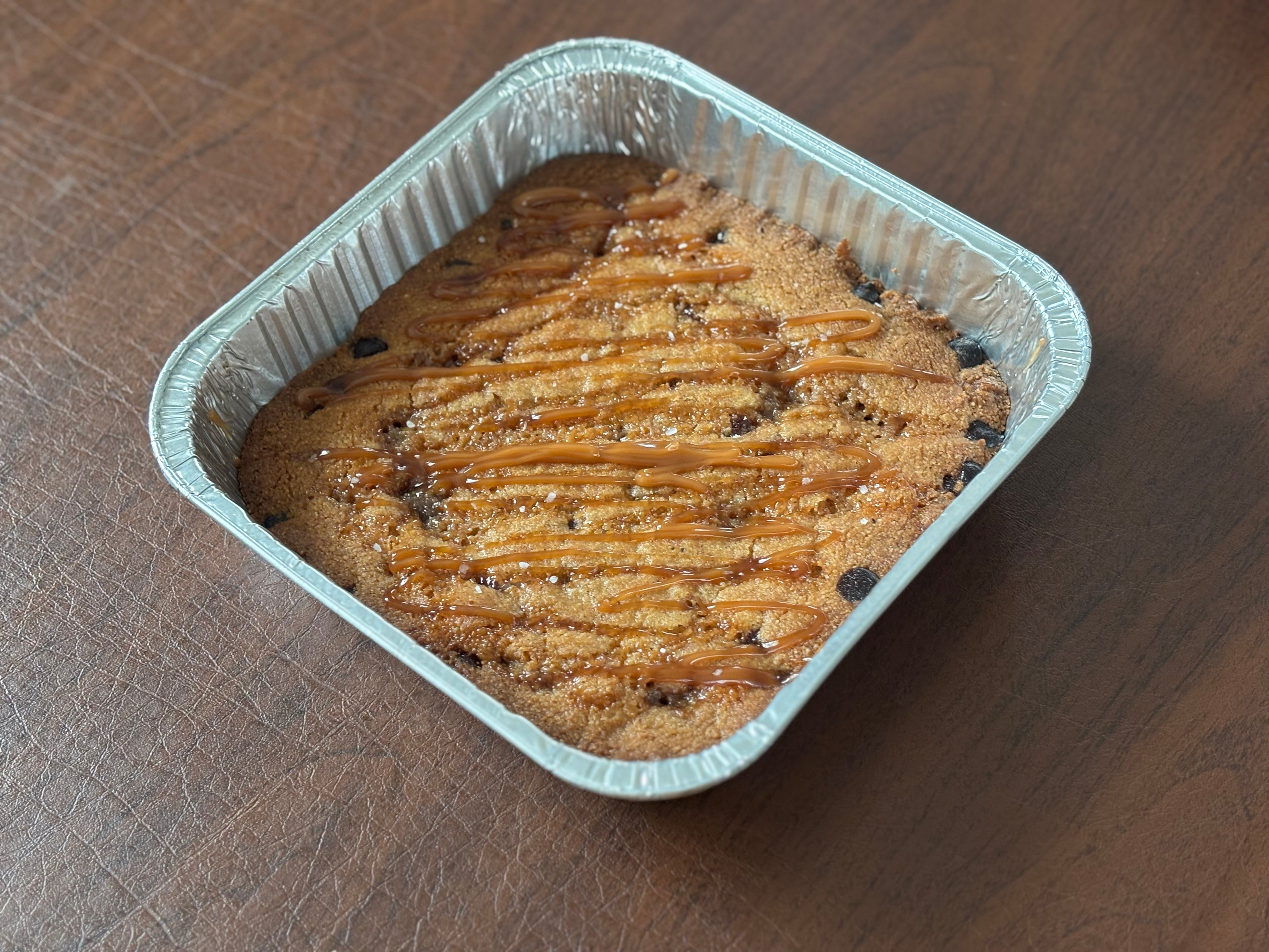Keto & Gluten Free Salted Caramel Cookie Cake
